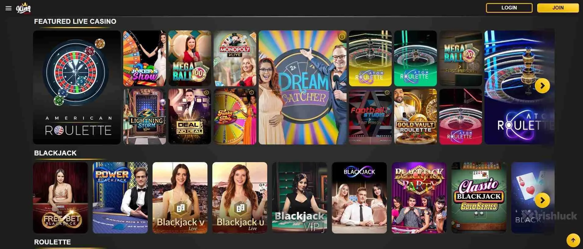 King Casino live dealer games