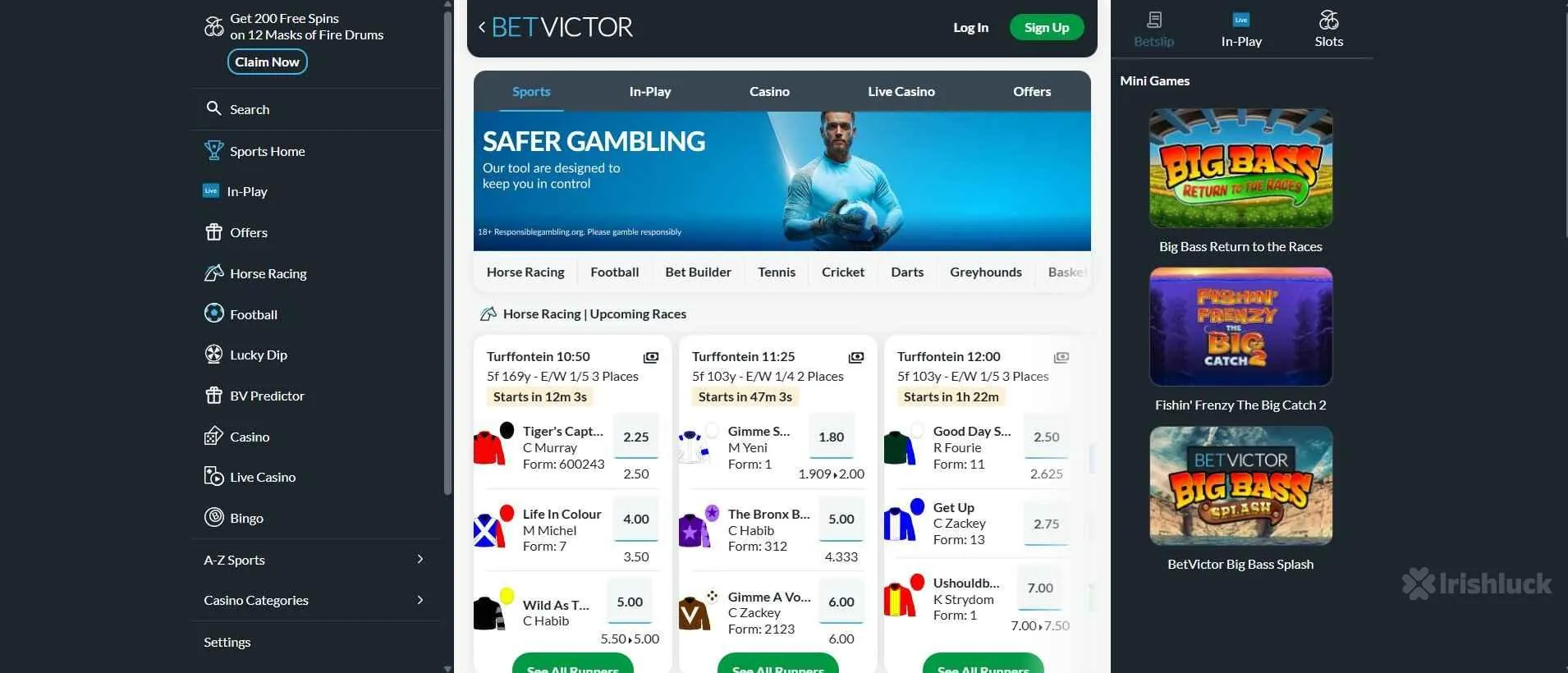 homepage of Betvictor sportsbook