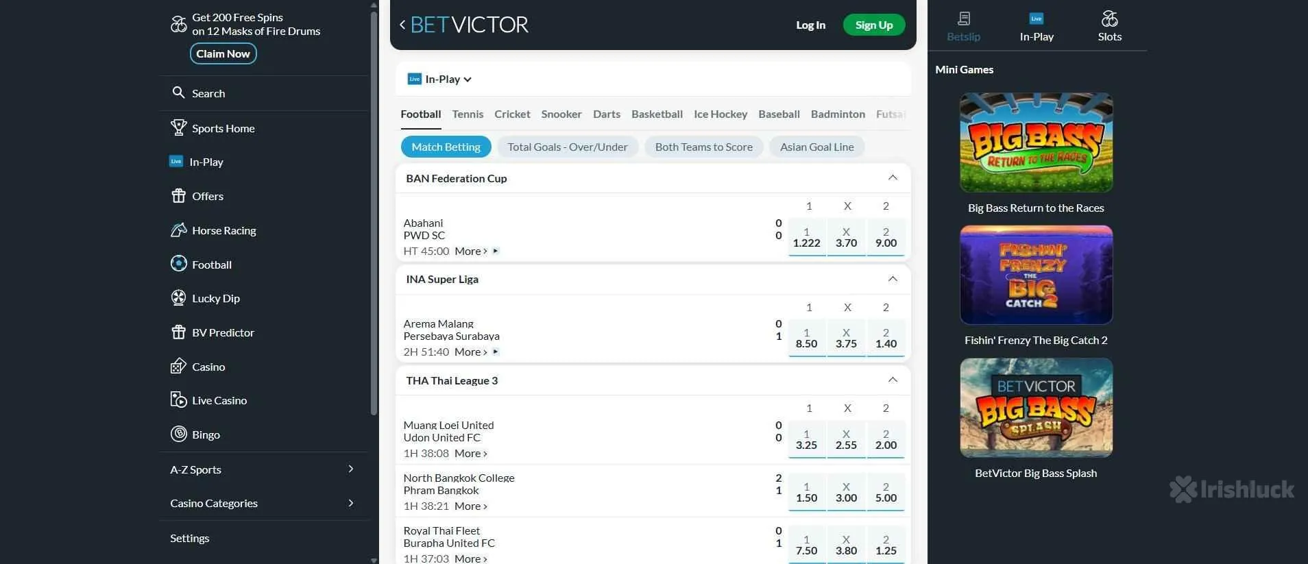 in play betting at betvictor sportsbook