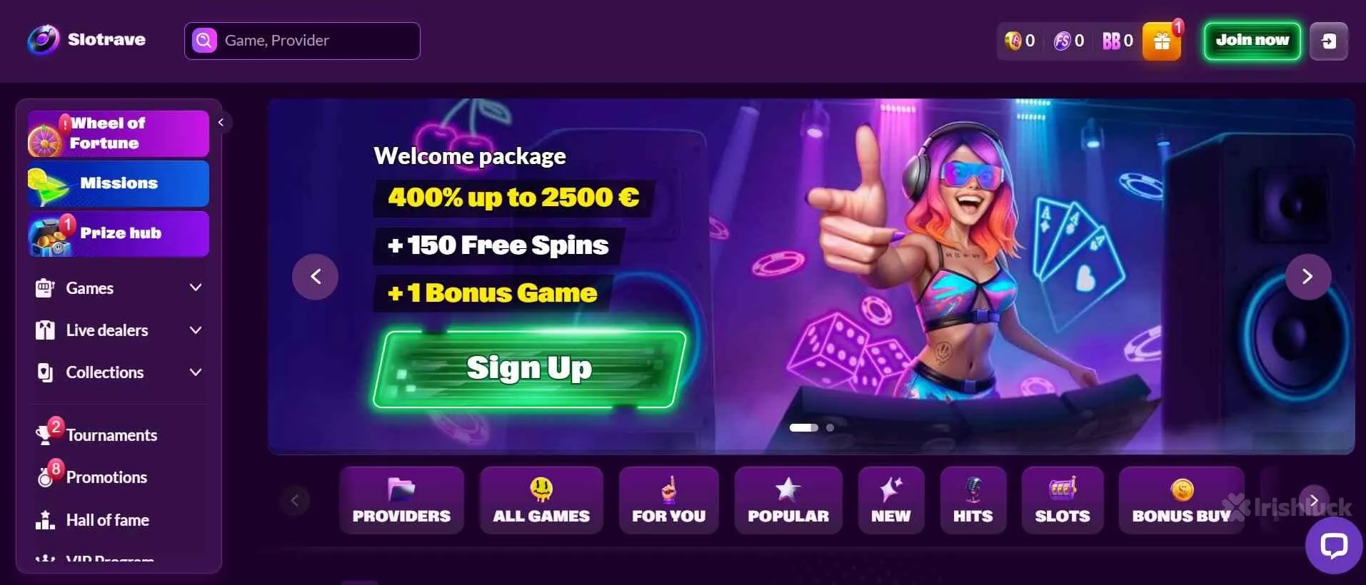 welcome bonus at Slotrave casino
