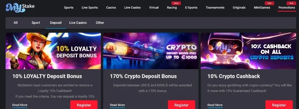 Mystake casino promo page