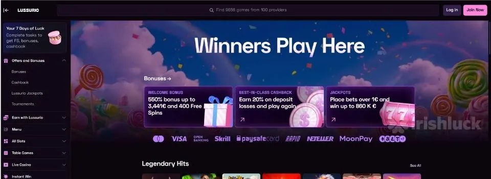 Lussurio Casino Home Page