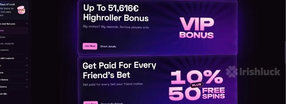 Lussurio Casino Bonus Offers