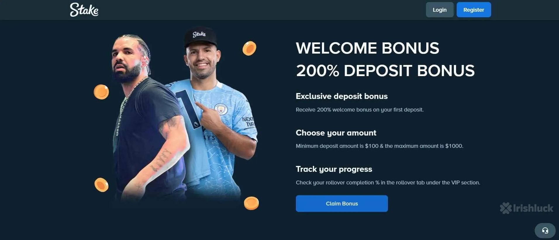 welcome bonus at Stake casino