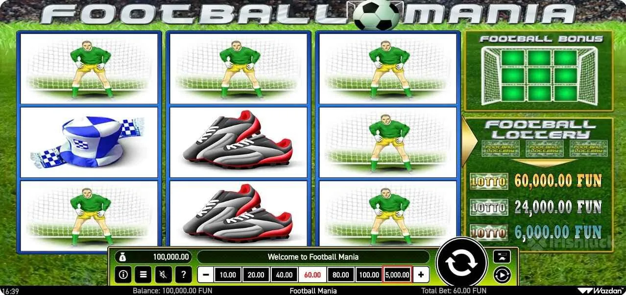 gameplay of football mania slot
