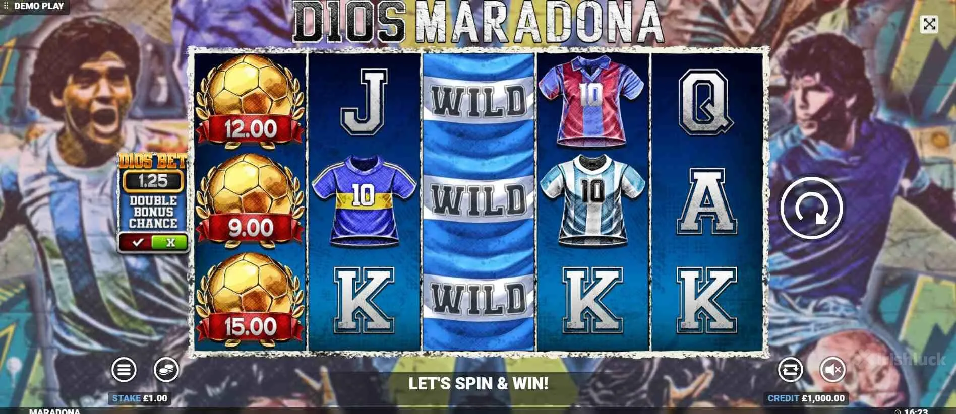 screenshot of dios maradona slot game