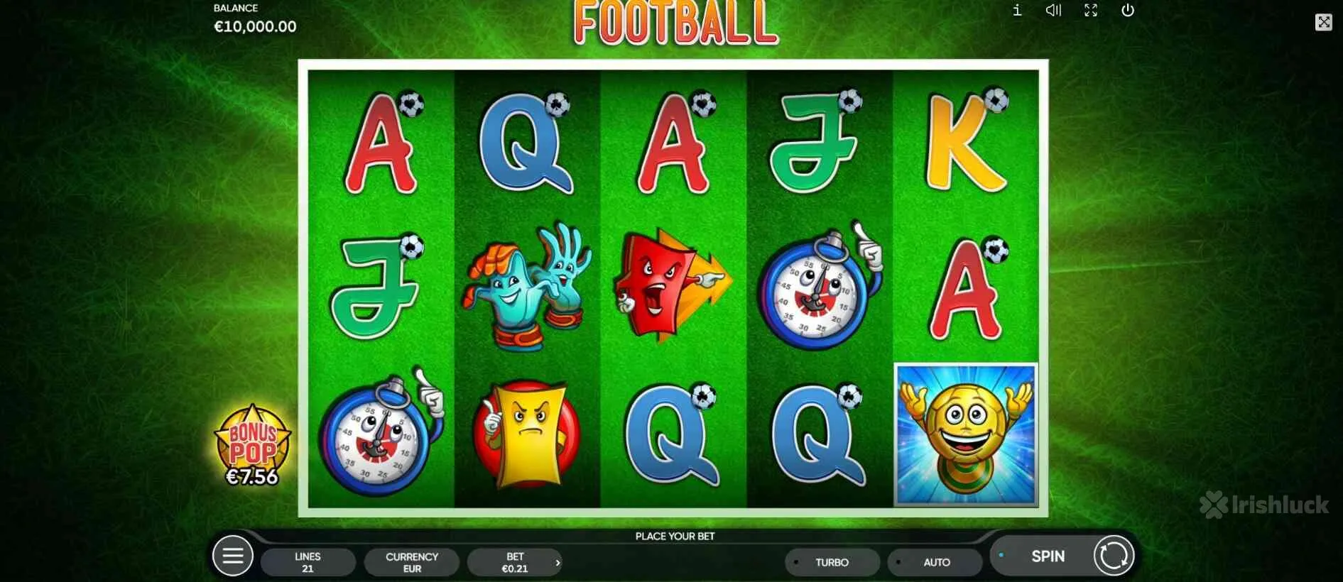 screenshot of football slot by endrophina