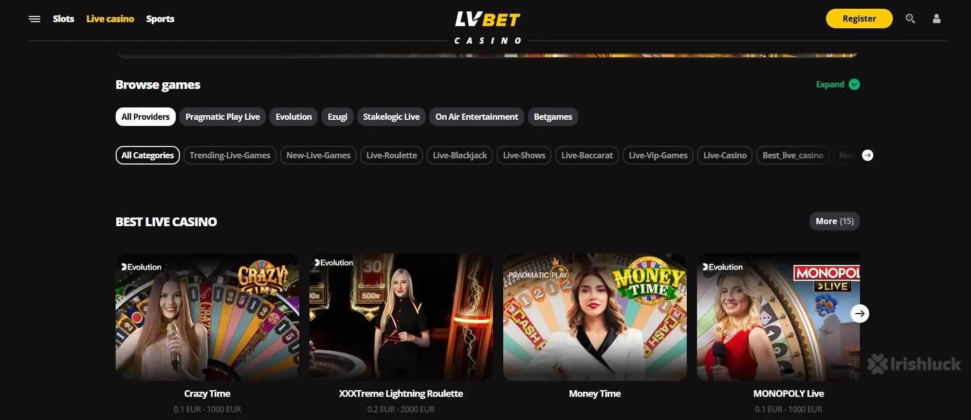 LVBet live dealer games