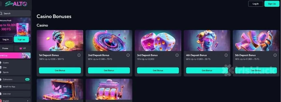 SpinAlto casino bonuses