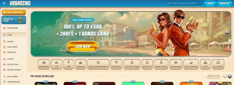 Vegasino home page