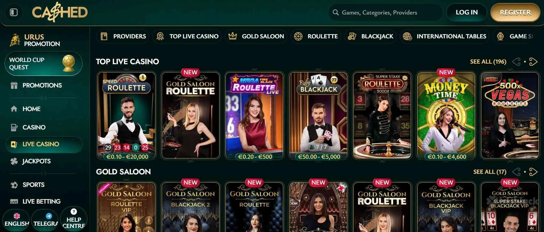 Cashed casino live dealer games