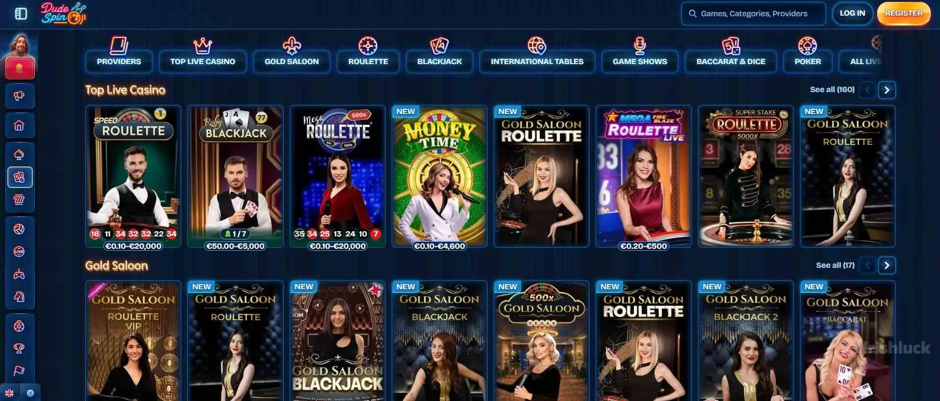 Dudespin live dealer games