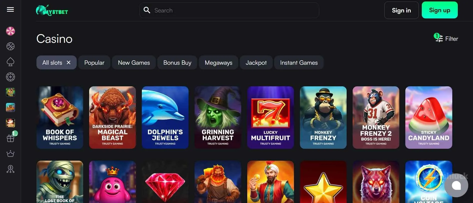 mystbet casino collection of games