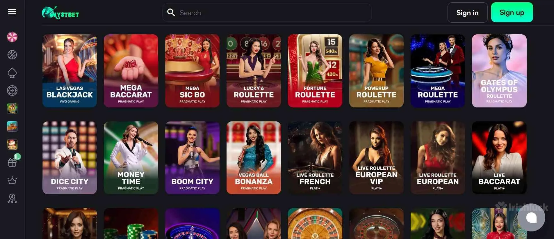 mystbet casino live dealer games