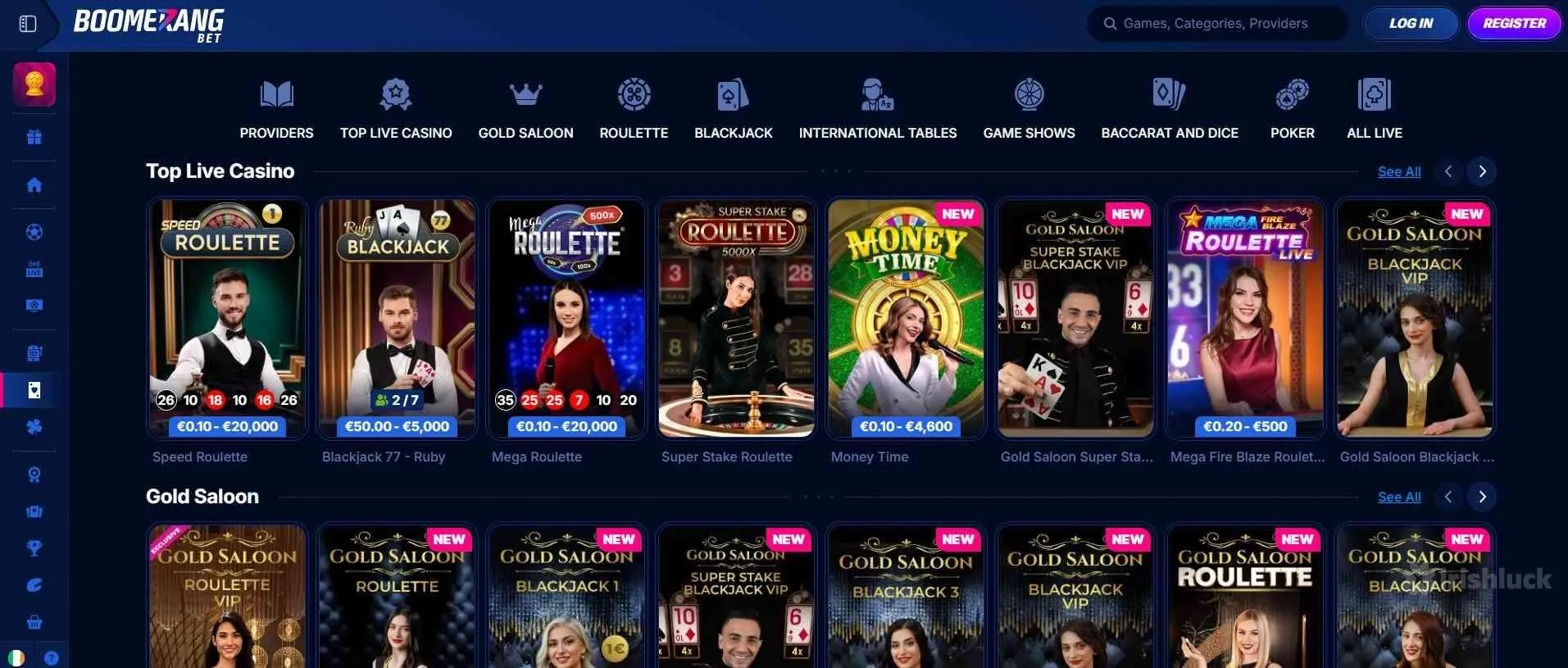 boomerang-bet live dealer games