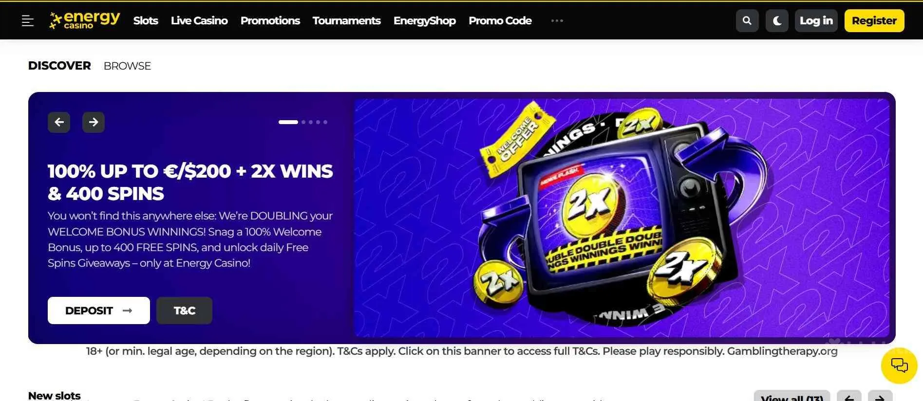 energy casino welcome offer