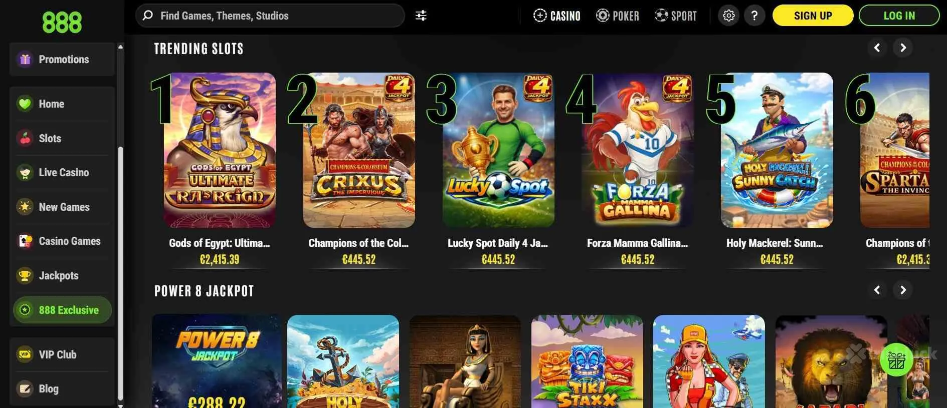 888casino exclusive games