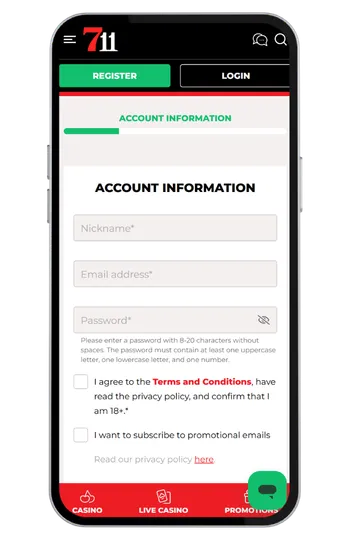 711 casino sign up