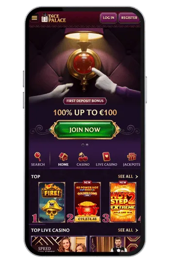 Dice Palace casino home page