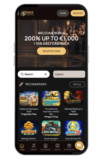 Dicespin casino home page