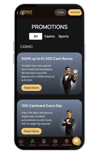 Dicespin casino promotions