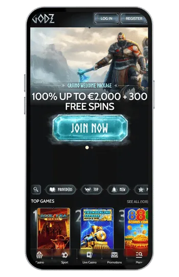 Godz casino home page