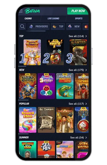 Betinia casino games