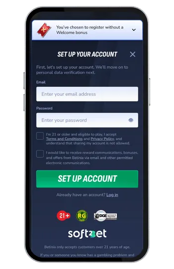 Betinia casino sign up