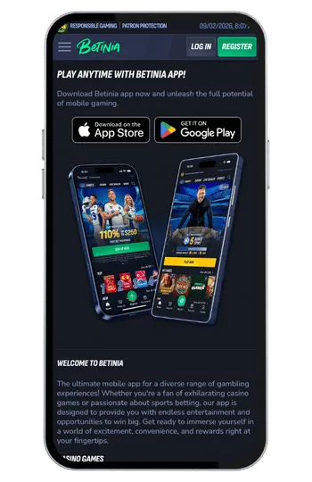 Betinia casino mobile app