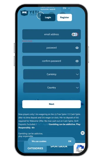 Yeti casino sign up