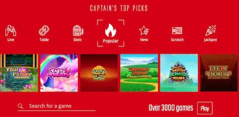 Captain Spins Casino Games Ireland 2021