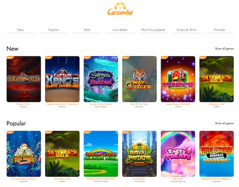 Online Casino Games at Casimba Casino