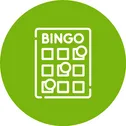 an icon on a green background with a drawing of a bingo leaflet