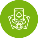 an icon of a blackjack game on a green background