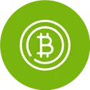 icon of green and white bitcoin logo