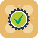 Icon of a green checkmark inside a gear on a yellow background.