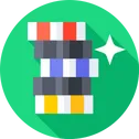 icon of multicolored chips with white star on green surface