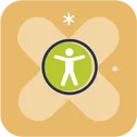accessibility icon for irishluck featuring the international logo for accessibility on an orange background