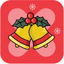 christmas themed icon with bells and a red background for irishluck christmas bonus page