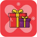 christmas icon with gifts element on a red background for irishluck christmas bonuses page