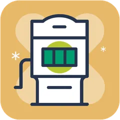 icon of slot mashine in green, white and orange color