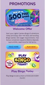 Lights camera bingo promotions mobile ireland casino review play bingo today