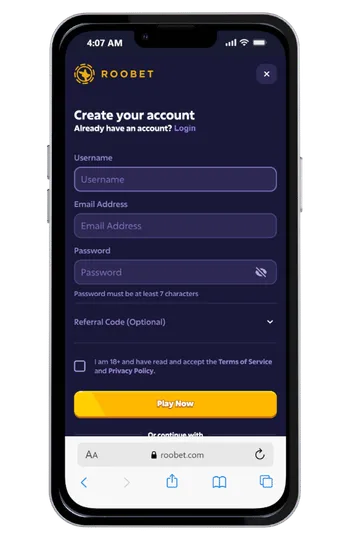 Roobet casino sign up