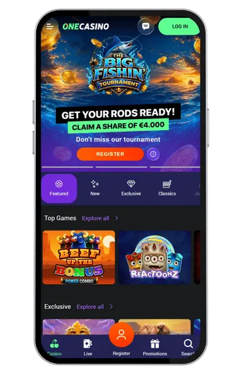 Onecasino home page