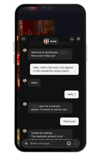 Spinempire casino customer support