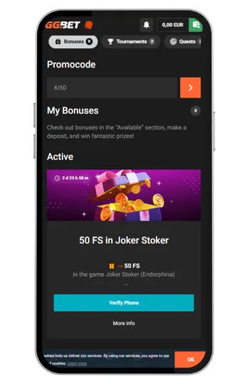 GGbet no deposit bonus promo