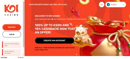 Koi Casino Homepage