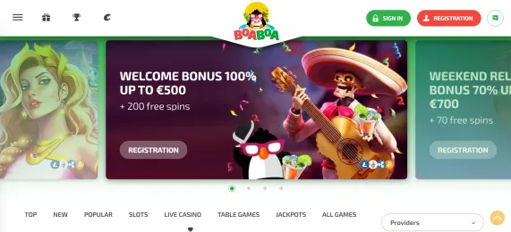 Boaboa Casino Homepage