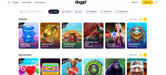 Doggo Casino Homepage