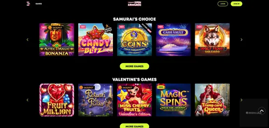 spin samurai online casino games ireland